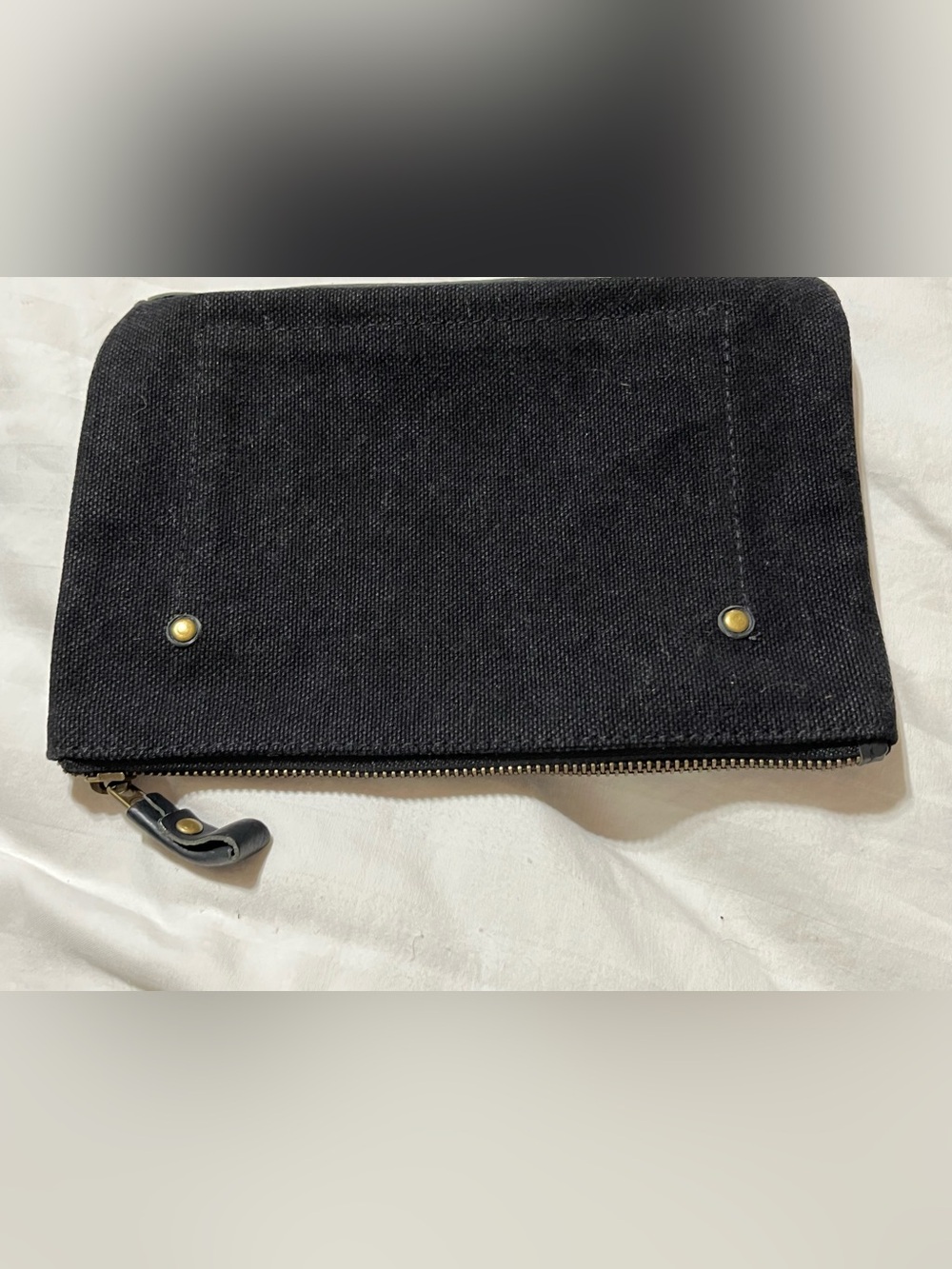 Black Canvas Wristlet Clutch with Zip Closure